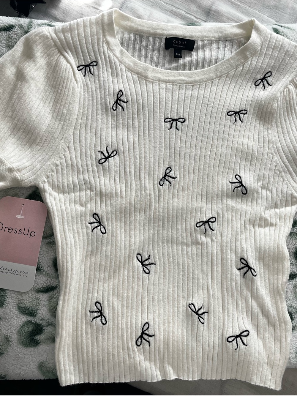 Ivory Bow Knit Top - DressUp - Picture 2 of 5